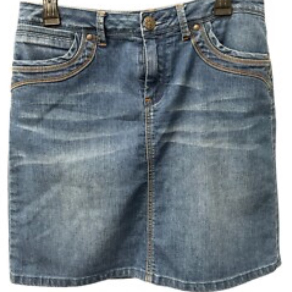 Baccini blue denim straight pencil knee length skirt size 24W